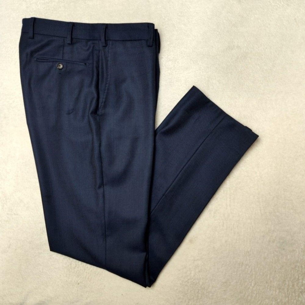 Suitsupply Pants Mens 32x32 Blue Sienna Dress Flat Front Straight Suit HOLE